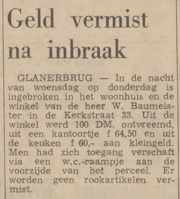 Kerkstraat 33 Glanerbrug W. Baumeister winkel rookartikelen krantenbericht Tubantia 28-11-1969.jpg