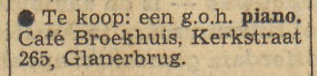 Kerkstraat 265 Glanerbrug cafe Broekhuis advertentie Tubantia 20-6-1956.jpg
