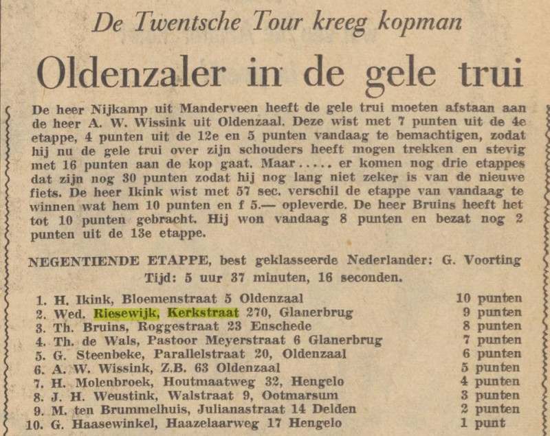 Kerkstraat 270 Glanerbrug Wed. Riesewijk krantenbericht Twentsche Courant 26-7-1956.jpg
