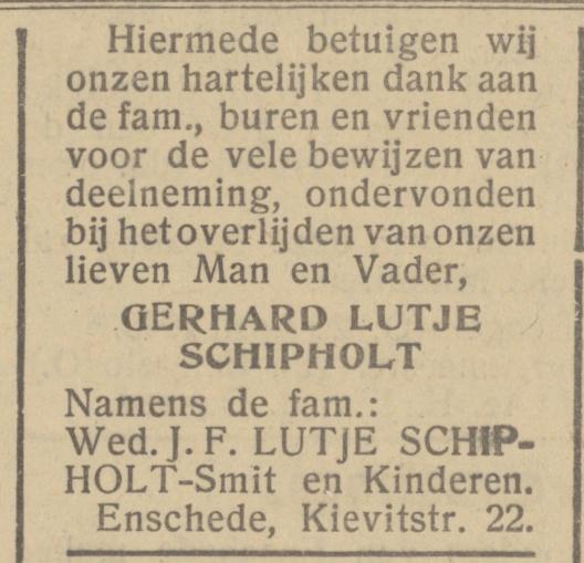 Kievitstraat 22 Gerhard Lutje Schipholt advertentie Het Parool 30-4-1945.jpg