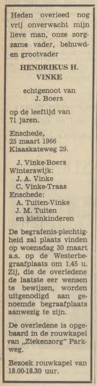 Klaaskateweg 29 H.H. Vinke overlijdensadvertentie Tubantia 28-3-1966.jpg