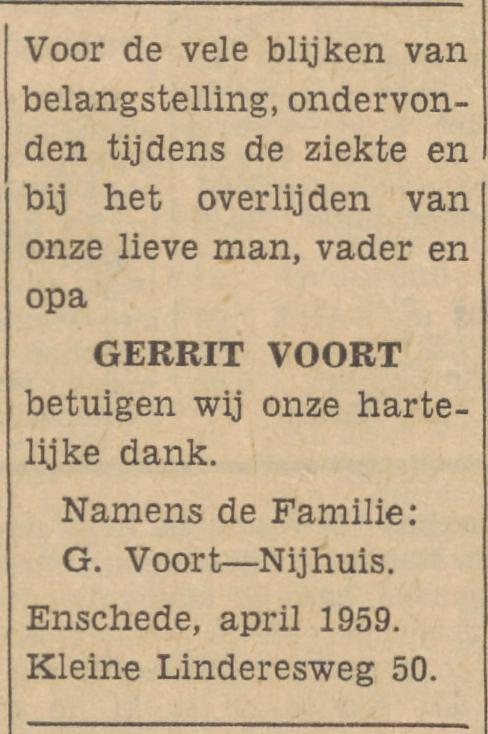 Kleine Linderesweg 50 Gerrit Voort advertentie Tubantia 7-4-1959.jpg