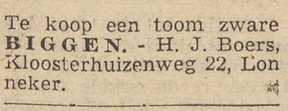Kloosterhuizenweg 22 Lonneker H.J. Boers advertentie Twentsche courant 19-1-1950.jpg