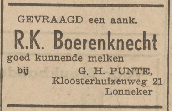 Kloosterhuizenweg 21 Lonneker G.H. Punte advertentie Twentsche courant 9-12-1938.jpg