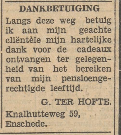 Knalhutteweg 59 G. ter Hofte advertentie Tubantia 22-3-1955.jpg