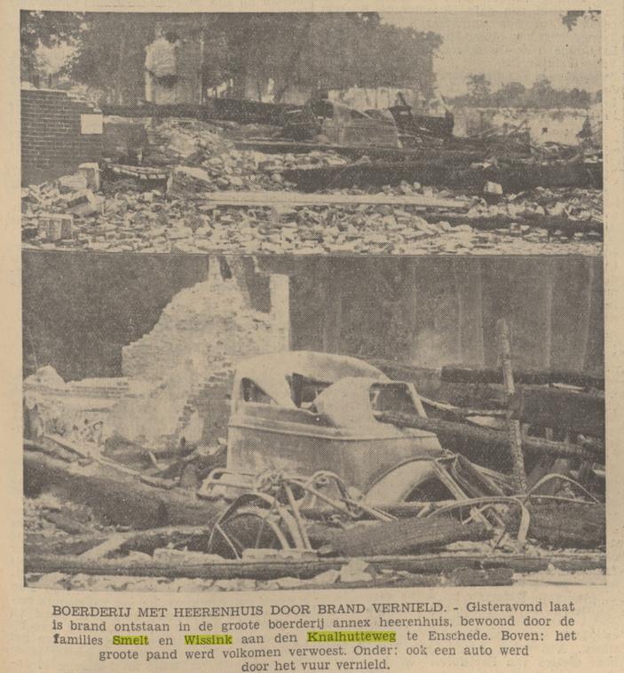 Knalhutteweg 125 brand boerderij 't Walmink krantenfoto Tubantia 23-7-1937.jpg