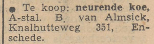 Knalhutteweg 351 B. van Almsick advertentie Tubantia 26-2-1952.jpg