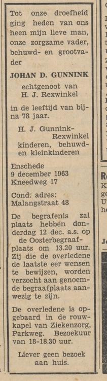 Kneedweg 17 J.D. Gunnink overlijdensadvertentie Tubantia 10-12-1963.jpg