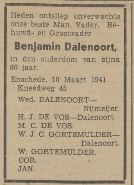 Kneedweg 45 B. Dalenoort overlijdensadvertentie Tubantia 10-3-1941.jpg