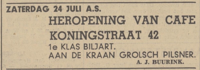 Koningstraat 42 cafe A.J. Buurink advertentie Tubantia 23-7-1937.jpg