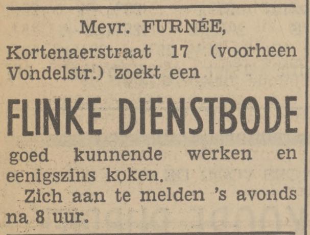 Kortenaerstraat 17 voorheen Vondelstraat Mevr. Furnée advertentie Tubantia 29-6-1937.jpg