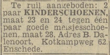 Kotkampweg 62 B. Dalenoort advertentie Twentsch nieuwsblad 2-11-1943.jpg