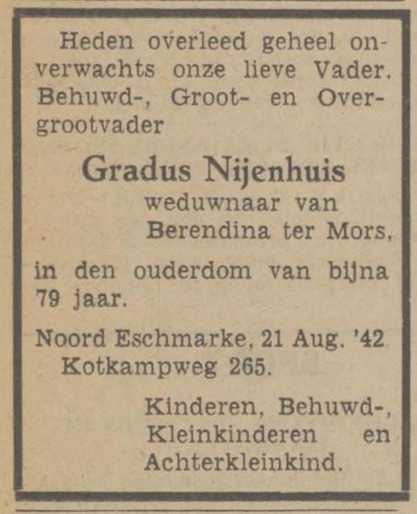 Kotkampweg 265 Gradus Nijenhuis advertentie Tubantia 22-8-1942.jpg