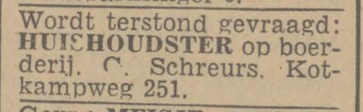 Kotkampweg 251 boerderij G. Schreurs advertentie Twentsch nieuwsblad 4-11-1944.jpg