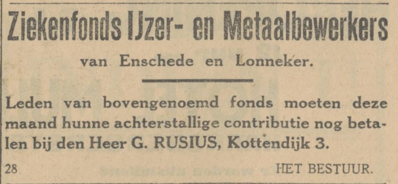 Kottendijk 3 G. Rusius advertentie Tubantia 7-3-1930.jpg
