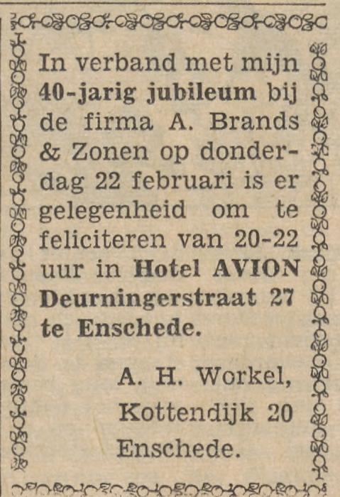 Kottendijk 20 A.H. Workel advertentie Tubantia 20-2-1962.jpg
