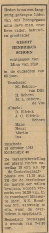 Kottendijk 40 G.H. Schorn overlijdensadvertentie Tubantia 17-10+-1963.jpg