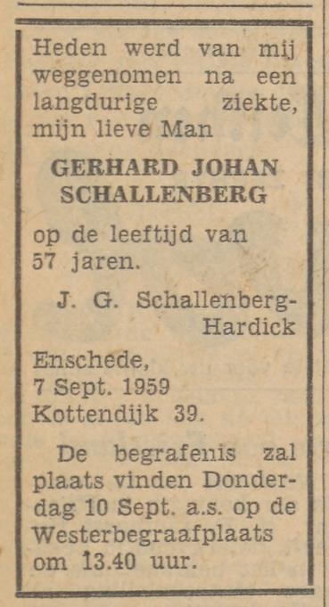 Kottendijk 39 G.J. Schallenberg overlijdensadvertentie Tubantia 9-1-1959.jpg