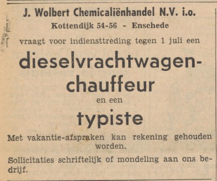 Kottendijk 54-56 J. Wolbert Chemicaliënhandel N.V. advertentie Tubantia 25-5-1964.jpg