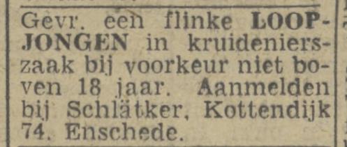 Kottendijk 74 kruidenierszaak Schlatker advertentie Twentsch nieuwsblad 1-7-1943.jpg