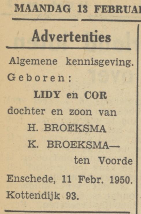 Kottendijk 93 H. Broeksma advertentie 13-2-1950.jpg