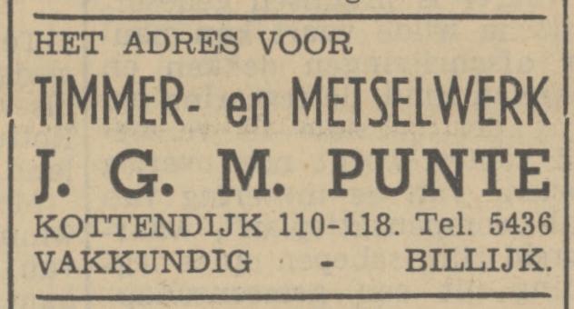 Kottendijk 110-118 J.G.M.Punte timmer- en metselwerk advertentie Tubantia 27-8-1938.jpg