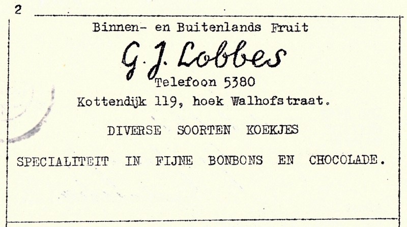 Kottendijk 119 hoek Walhofstraat G.J. Lobbes groente en frui advertentie.jpg