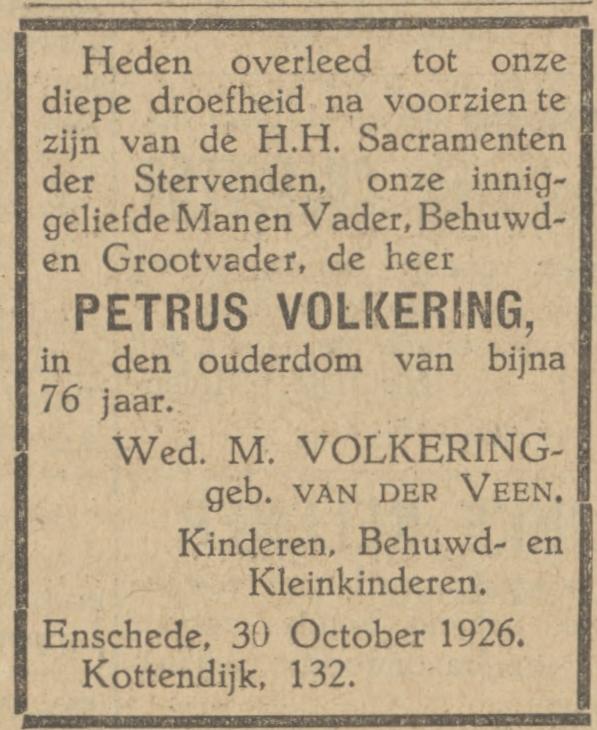 Kottendijk 132 Wed. G. Volkering-van der Veen advertentie Tubantia 1-11-1926.jpg