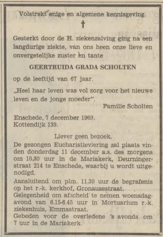 Kottendijk 139 G.G. Scholten overlijdensadvertentie Tubantia 9-12-1969.jpg