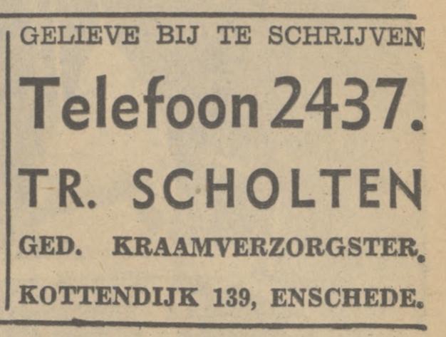 Kottendijk 139 Tr. Scholten kraamverzorgster advertentie Tubantia 30-1-1937.jpg
