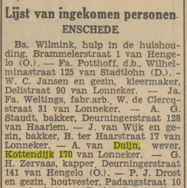 Kottendijk 170 A. van Duijn wever krantenbericht Tubantia 24-5-1932.jpg