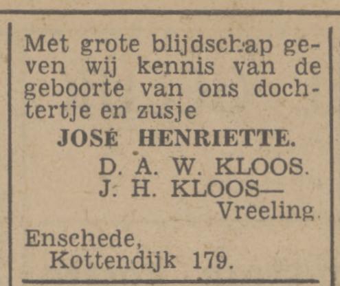 Kottendijk 179 D.A.W. Kloos advertentie Tubantia 9-2-1948.jpg