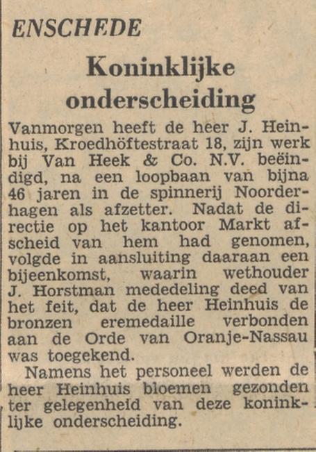 Kroedhòftestraat 14 J. Heinhuis krantenbericht Tubantia 16-8-1958.jpg
