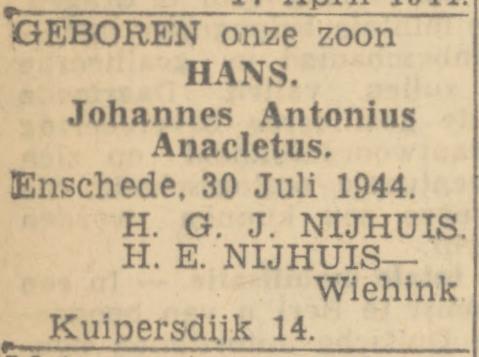 Kuipersdijk 14 H.G.J. Nijhuis advertentie Twentsch nieuwsblad 1-8-1944.jpg