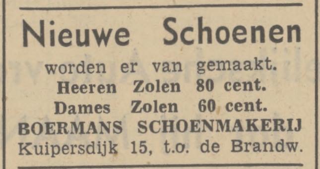 Kuipersdijk 15 Boermans schoenmakerij advertentie Tubantia 19-2-1938.jpg