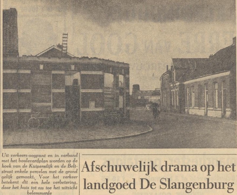 Kuipersdijk 18-20 links hoek Beltstraat sloop woning krantenfoto Tubantia 12-2-1958.jpg