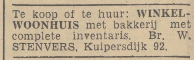 Kuipersdijk 92 bakkerij W. Stenvers advertentie Tubantia 4-3-1939.jpg