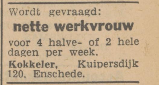Kuipersdijk 120 Kokkeler advertentie Tubantia 27-1-1949.jpg