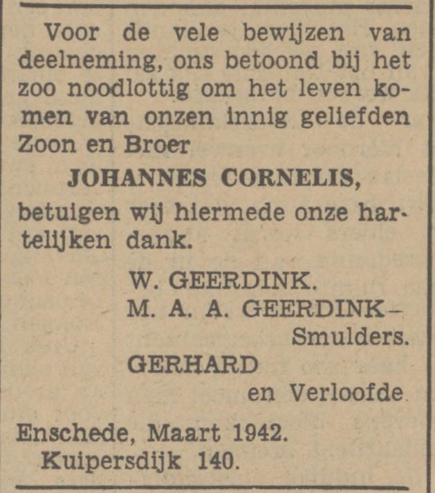 Kuipersdijk 140 W. Geerdink advertentie Tubantia 7-3-1942.jpg