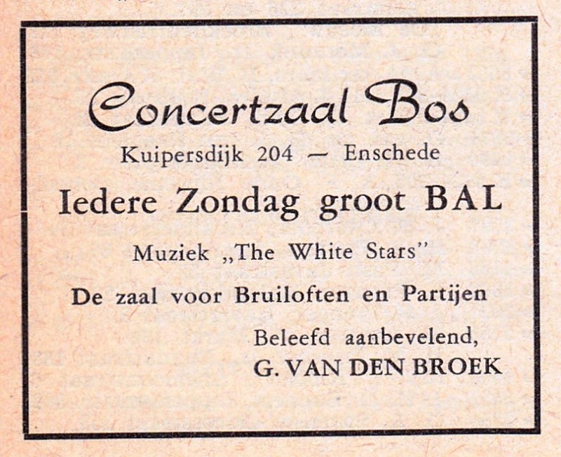 Kuipersdijk 204 concertzaal Bos van G. van de Broek advertentie adresboek 1953.jpg