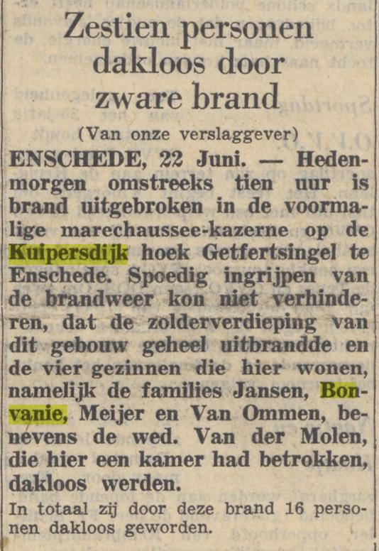 Kuipersdijk 246-250 hoek Getfertsingel v.m. marechaussekazerne Fam. Bonvanie krantenbericht De Waarheid 23-10-1950.jpg