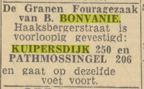 Kuipersdijk 250 Granen Fouragezaak B. Bonvanie advertentie Twentsch nieuwsblad 28-2-1944.jpg