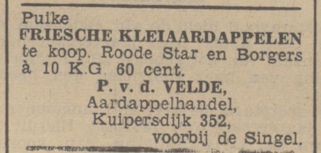 Kuipersdijk 352 P. van der Velde aardappelhandel advertentie Tubantia 11-5-1938.jpg