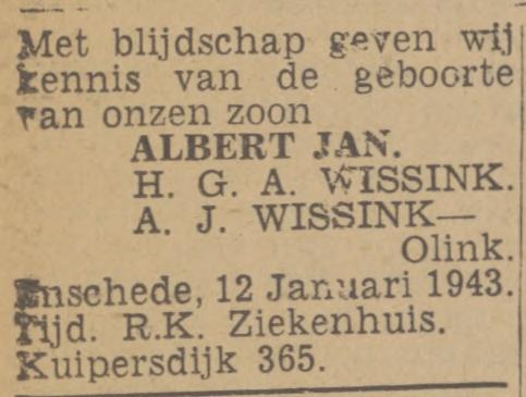 Kuipersdijk 365 H.G.A. Wissink advertentie Twentsch nieuwsblad 13-1-1943.jpg