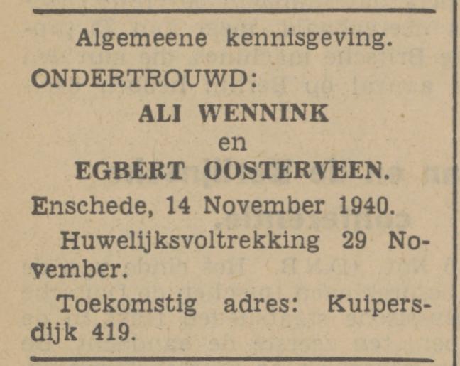 Kuipersdijk 419 Ali Wennink advertentie Tubantia 15-11-1940.jpg