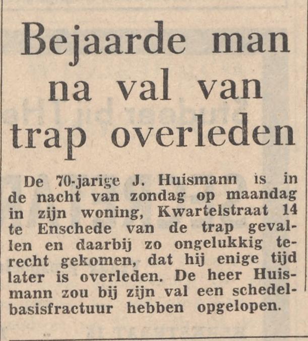 Kwartelstraat 14 J. Huismann krantenbericht Tubantia 3-7-1963.jpg