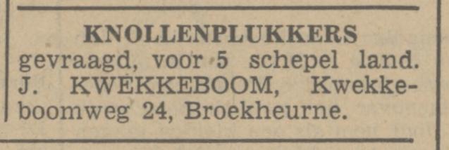 Kwekkeboomweg 24 Broekheurne J. Kwekkeboom advertentie Tubantia 8-11-1941.jpg