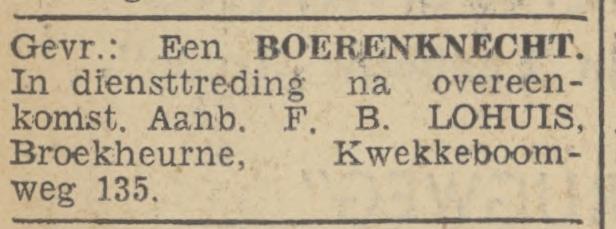 Kwekkeboomweg 135 F.B. Lohuis advertentie Tubantia 8-3-1939.jpg