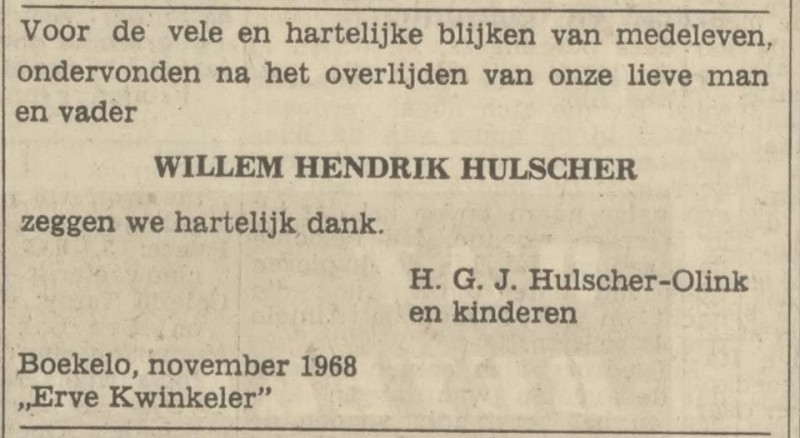 Kwinkelerweg 20 Boekelo Erve De Kwinkeler W.H. Hulscher advertentie Tubantia 9-11-1968.jpg