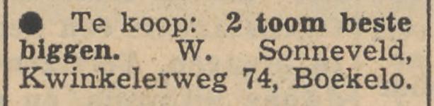 Kwinkelerweg 74 Boekelo W. Sonneveld advertentie Tubantia 25-2-1957.jpg